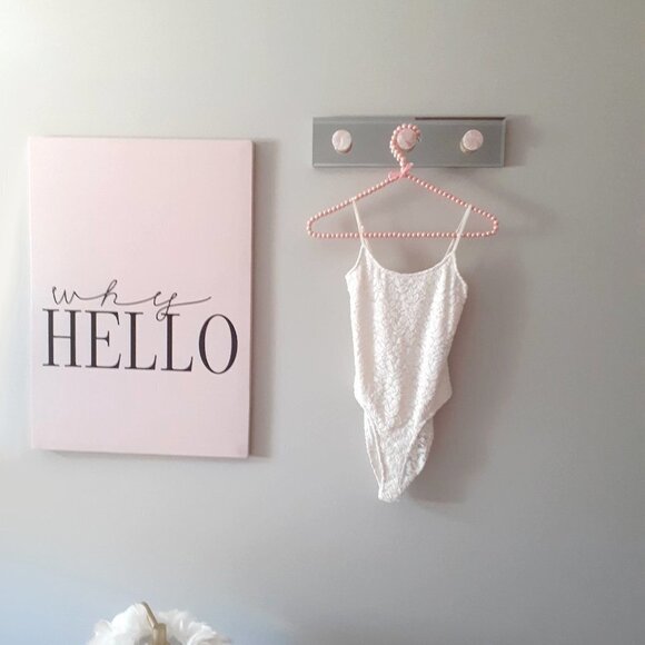 NWOT Zara white floral lace-like sheer / semi-sheer bodysuit, S - Picture 6 of 10